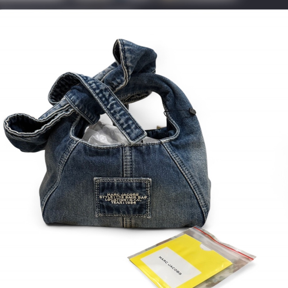 Marc Jacobs Denim Mini Sack Bag with Knotted Handle - Picture 11 of 12